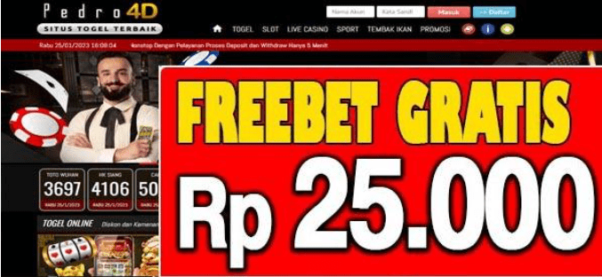 Freebet Gratis Tanpa Deposit Rp 25.000 PEDRO4D